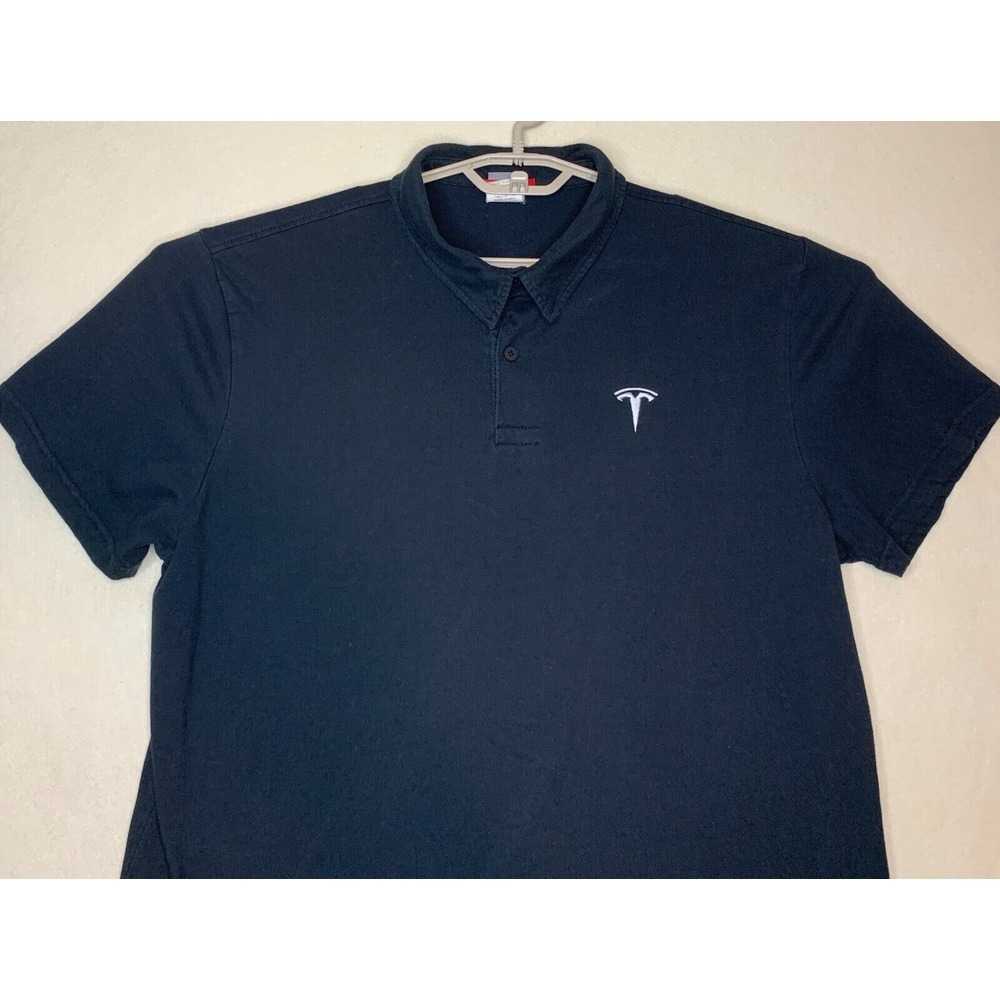 TESLA Motor Polo Shirt Men's XL Black Short Sleeve Polyester & Cotton Sz Extra L - Picture 3 of 12